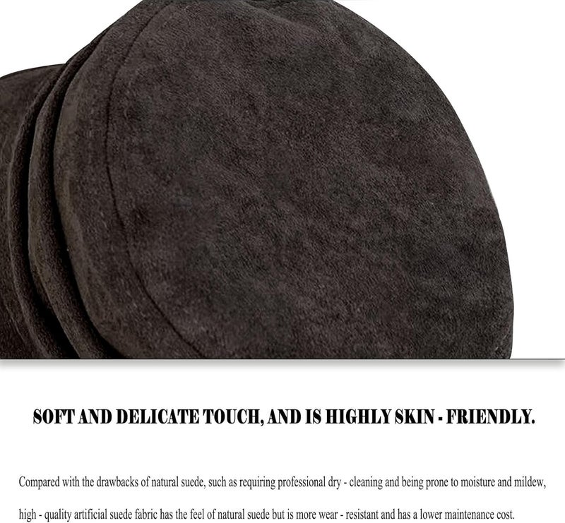 huablo Women's Suede Flat Top Newsboy Cap - Soft Brim & Hook - and - Loop Adjustment - Fall Winter Cabbie Paperboy Hats - Image 4